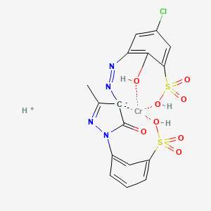 Hydrogen (5-chloro-3-((4,5-dihydro-3-methyl-5-oxo-1-(3-sulphophenyl)-1H-pyrazol-4-yl)azo)-2-hydroxybenzene-1-sulphonato(4-))chromate(1-)