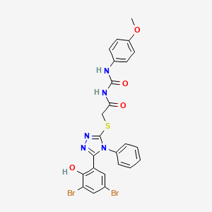 Acetamide, 2-((5-(3,5-dibromo-2-hydroxyphenyl)-4-phenyl-4H-1,2,4-triazol-3-yl)thio)-N-(((4-methoxyphenyl)amino)carbonyl)-