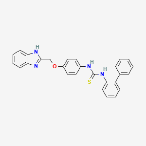 B12722923 Thiourea, N-(4-(1H-benzimidazol-2-ylmethoxy)phenyl)-N'-(1,1'-biphenylyl)- CAS No. 84494-47-3