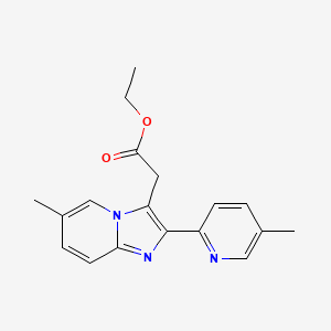 Imidazo(1,2-a)pyridine-3-acetic acid, 6-methyl-2-(5-methyl-2-pyridinyl)-, ethyl ester