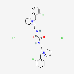 molecular formula C28H38Cl4N4O2 B12723097 Pyrrolidinium, 1,1'-(oxalylbis(iminoethylene))bis(1-(o-chlorobenzyl)-, dichloride CAS No. 108651-83-8