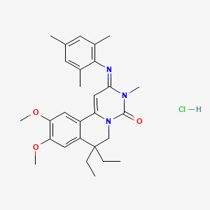 4H-Pyrimido(6,1-a)isoquinolin-4-one, 2,3,6,7-tetrahydro-7,7-diethyl-9,10-dimethoxy-3-methyl-2-((2,4,6-trimethylphenyl)imino)-, monohydrochloride