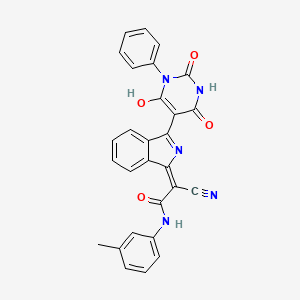 2-Cyano-2-(2,3-dihydro-3-(tetrahydro-2,4,6-trioxo-1-phenyl-5(2H)-pyrimidinylidene)-1H-isoindol-1-ylidene)-N-(3-methylphenyl)acetamide