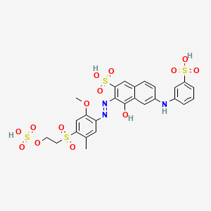 4-Hydroxy-3-((2-methoxy-5-methyl-4-((2-(sulphooxy)ethyl)sulphonyl)phenyl)azo)-6-((3-sulphophenyl)amino)naphthalene-2-sulphonic acid