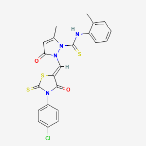 1H-Pyrazole-1-carbothioamide, 2-((3-(4-chlorophenyl)-4-oxo-2-thioxo-5-thiazolidinylidene)methyl)-2,3-dihydro-5-methyl-N-(2-methylphenyl)-3-oxo-