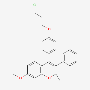 B12723238 2H-1-Benzopyran, 4-(4-(3-chloropropoxy)phenyl)-7-methoxy-2,2-dimethyl-3-phenyl- CAS No. 123886-64-6