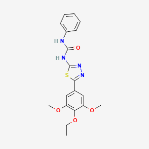 molecular formula C19H20N4O4S B12723242 Urea, N-(5-(4-ethoxy-3,5-dimethoxyphenyl)-1,3,4-thiadiazol-2-yl)-N'-phenyl- CAS No. 116758-67-9