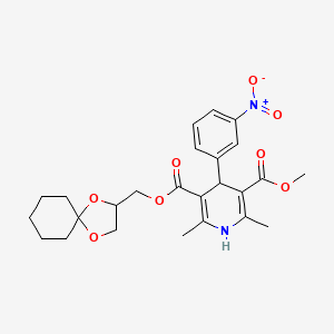 3,5-Pyridinedicarboxylic acid, 1,4-dihydro-2,6-dimethyl-4-(3-nitrophenyl)-, 1,4-dioxaspiro(4,5)dec-2-ylmethyl methyl ester