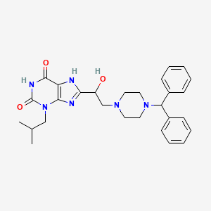 1H-Purine-2,6-dione, 3,7-dihydro-8-(2-(4-(diphenylmethyl)-1-piperazinyl)-1-hydroxyethyl)-3-(2-methylpropyl)-