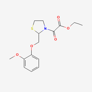 Ethyl 2-((2-methoxyphenoxy)methyl)-alpha-oxo-3-thiazolidineacetate