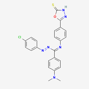 1,3,4-Oxadiazole-2(3H)-thione, 5-(4-((((4-chlorophenyl)azo)(4-(dimethylamino)phenyl)methylene)amino)phenyl)-