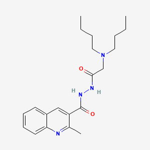 4-Quinolinecarboxylic acid, 2-methyl-, 2-((dibutylamino)acetyl)hydrazide