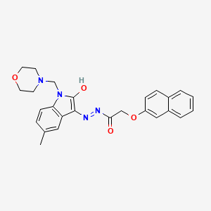 Acetic acid, (2-naphthalenyloxy)-, (1,2-dihydro-5-methyl-1-(4-morpholinylmethyl)-2-oxo-3H-indol-3-ylidene)hydrazide