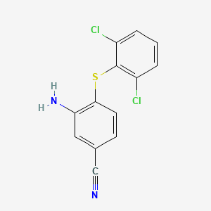B1272392 3-Amino-4-[(2,6-dichlorophenyl)sulfanyl]-benzenecarbonitrile CAS No. 338982-10-8