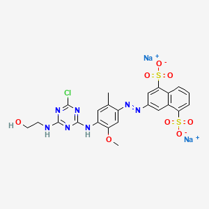 1,5-Naphthalenedisulfonic acid, 3-((4-((4-chloro-6-((2-hydroxyethyl)amino)-1,3,5-triazin-2-yl)amino)-5-methoxy-2-methylphenyl)azo)-, disodium salt