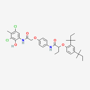 molecular formula C35H44Cl2N2O5 B12724121 2-(2,4-Bis(tert-pentyl)phenoxy)-N-(4-(2-((3,5-dichloro-2-hydroxy-p-tolyl)amino)-2-oxoethoxy)phenyl)butyramide CAS No. 94109-73-6