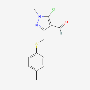 molecular formula C13H13ClN2OS B1272419 5-氯-1-甲基-3-{[(4-甲苯基)硫代]-甲基}-1H-吡唑-4-甲醛 CAS No. 321526-27-6