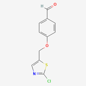 molecular formula C11H8ClNO2S B1272423 4-[(2-氯-1,3-噻唑-5-基)甲氧基]苯甲醛 CAS No. 338393-48-9