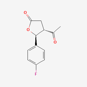 2(3H)-Furanone, 4,5-dihydro-4-acetyl-5-(p-fluorophenyl)-, (E)-