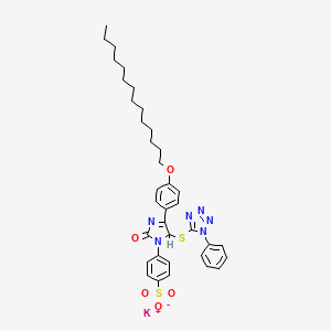 Potassium 4-(2,5-dihydro-2-oxo-5-((1-phenyl-1H-tetraazol-5-yl)thio)-4-(4-(tetradecyloxy)phenyl)-1H-imidazol-1-yl)benzenesulphonate