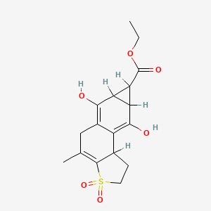 2H-Cyclopropa(6,7)naphtho(2,1-b)thiophene-7-carboxylic acid, 1,5,6a,7,7a,8b-hexahydro-6,8-dihydroxy-4-methyl-, ethyl ester, 3,3-dioxide