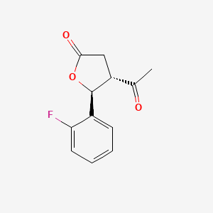 2(3H)-Furanone, 4,5-dihydro-4-acetyl-5-(o-fluorophenyl)-, (E)-