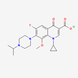 molecular formula C21H26FN3O4 B12724968 3-Quinolinecarboxylic acid, 1-cyclopropyl-6-fluoro-1,4-dihydro-8-methoxy-7-(4-(1-methylethyl)-1-piperazinyl)-4-oxo- CAS No. 183135-65-1