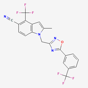 2-Methyl-4-(trifluoromethyl)-1-({5-[3-(trifluoromethyl)phenyl]-1,2,4-oxadiazol-3-yl}methyl)-1H-indole-5-carbonitrile