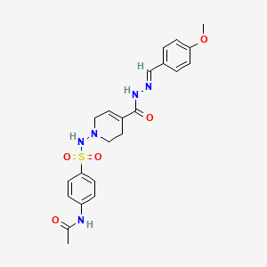 B12725281 4-Pyridinecarboxylic acid, 1,2,3,6-tetrahydro-1-(((4-(acetylamino)phenyl)sulfonyl)amino)-, ((4-methoxyphenyl)methylene)hydrazide CAS No. 160857-56-7