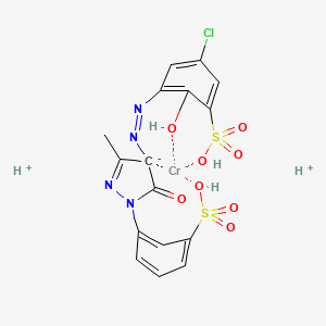 Dihydrogen (5-chloro-3-((4,5-dihydro-3-methyl-5-oxo-1-(3-sulphophenyl)-1H-pyrazol-4-yl)azo)-2-hydroxybenzene-1-sulphonato(4-))chromate(2-)