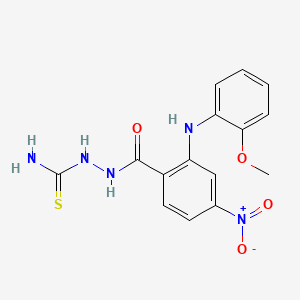 Benzoic acid, 2-((2-methoxyphenyl)amino)-4-nitro-, 2-(aminothioxomethyl)hydrazide