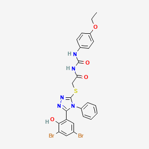 Acetamide, 2-((5-(3,5-dibromo-2-hydroxyphenyl)-4-phenyl-4H-1,2,4-triazol-3-yl)thio)-N-(((4-ethoxyphenyl)amino)carbonyl)-