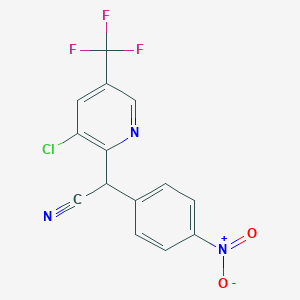 molecular formula C14H7ClF3N3O2 B1272626 2-[3-氯-5-(三氟甲基)-2-吡啶基]-2-(4-硝基苯基)丙腈 CAS No. 213994-29-7