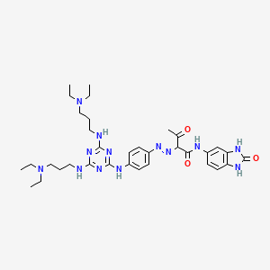 2-((4((4,6-bis((3-(diethylamino)propyl)amino)-1,3,5-triazine-2-yl)amino)phenyl)azo)-N-(2,3-dihydro-2-oxo-1H-benzimidazol-5-yl)-3-oxobutanamide