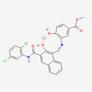 molecular formula C26H18Cl2CuN2O5 B12726601 (Methyl 3-(((3-((2,5-dichloroanilino)carbonyl)-2-hydroxy-1-naphthyl)methylene)amino)-4-hydroxybenzoato(2-))copper CAS No. 85865-84-5