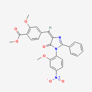 Benzoic acid, 4-((1,5-dihydro-1-(2-methoxy-4-nitrophenyl)-5-oxo-2-phenyl-4H-imidazol-4-ylidene)methyl)-2-methoxy-, methyl ester