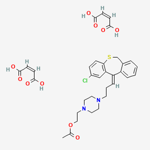 molecular formula C33H37ClN2O10S B12726881 (Z)-but-2-enedioic acid;2-[4-[(3Z)-3-(2-chloro-6H-benzo[c][1]benzothiepin-11-ylidene)propyl]piperazin-1-yl]ethyl acetate CAS No. 93665-39-5