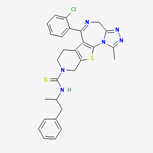 9-(2-chlorophenyl)-3-methyl-N-(1-phenylpropan-2-yl)-17-thia-2,4,5,8,14-pentazatetracyclo[8.7.0.02,6.011,16]heptadeca-1(10),3,5,8,11(16)-pentaene-14-carbothioamide