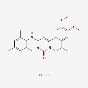 molecular formula C24H28ClN3O3 B12726967 4H-Pyrimido(6,1-a)isoquinolin-4-one, 6,7-dihydro-9,10-dimethoxy-7-methyl-2-((2,4,6-trimethylphenyl)amino-, monohydrochloride, (+-)- CAS No. 108445-39-2