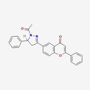 1-Acetyl-3-(4-oxo-2-phenyl-4H-1-benzopyran-6-yl)-5-phenyl-4,5-dihydro-1H-pyrazole