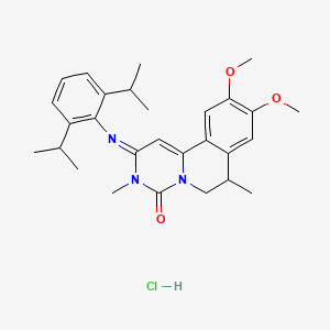 4H-Pyrimido(6,1-a)isoquinolin-4-one, 2,3,6,7-tetrahydro-2-((2,6-bis(1-methylethyl)phenyl)imino)-9,10-dimethoxy-3,7-dimethyl-, monohydrochloride, (+-)-