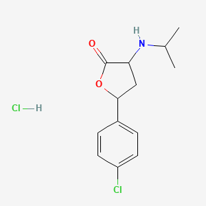 molecular formula C13H17Cl2NO2 B12726981 Dihydro-5-(4-chlorophenyl)-3-((1-methylethyl)amino)-2(3H)-furanone hydrochloride CAS No. 139084-74-5