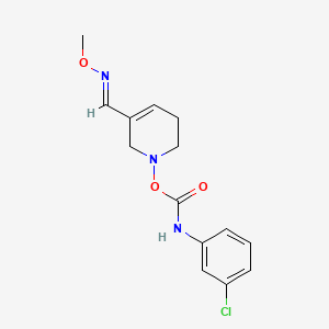 3-Pyridinecarboxaldehyde, 1,2,5,6-tetrahydro-1-((((3-chlorophenyl)amino)carbonyl)oxy)-, 3-(O-methyloxime), (E)-