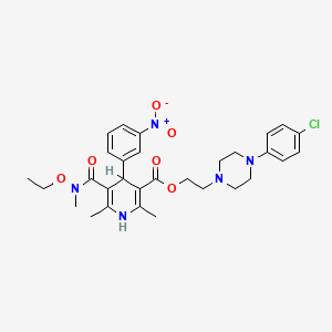 3-Pyridinecarboxylic acid, 1,4-dihydro-2,6-dimethyl-5-((ethoxymethylamino)carbonyl)-4-(3-nitrophenyl)-, 2-(4-(4-chlorophenyl)-1-piperazinyl)ethyl ester