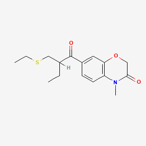 molecular formula C16H21NO3S B12727074 7-(2-((Ethylthio)methyl)-1-oxobutyl)-4-methyl-2H-1,4-benzoxazin-3(4H)-one CAS No. 135420-39-2