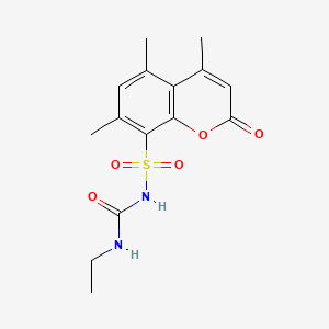 2H-1-Benzopyran-8-sulfonamide, N-((ethylamino)carbonyl)-4,5,7-trimethyl-2-oxo-