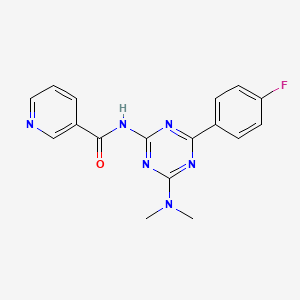 3-Pyridinecarboxamide, N-(4-(dimethylamino)-6-(4-fluorophenyl)-1,3,5-triazin-2-yl)-