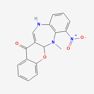 6,11-Dihydro-6-methyl-7-nitro-(1)benzopyrano(2,3-b)(1,5)benzodiazepin-13(5ah)-one