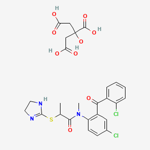 N-[4-chloro-2-(2-chlorobenzoyl)phenyl]-2-(4,5-dihydro-1H-imidazol-2-ylsulfanyl)-N-methylpropanamide;2-hydroxypropane-1,2,3-tricarboxylic acid