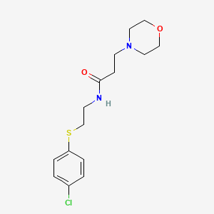 molecular formula C15H21ClN2O2S B12727384 4-Morpholinepropionamide, N-(2-((p-chlorophenyl)thio)ethyl)- CAS No. 92699-71-3